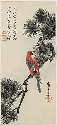Utagawa Hiroshige   Uccello del paradiso e susino in fiore 1830-35 circa  383 x 172 mm silografia policroma Museum of Fine Arts, Boston - William Sturgis Bigelow Collection