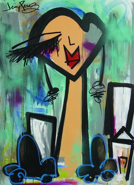 Jenny Perez "The Morning After" (2016); acrylic, aerosol, and ink on canvas; 91x122cm