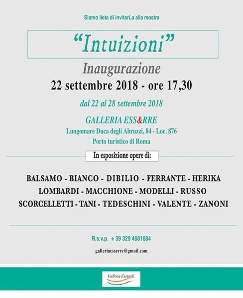 Intuizioni- Mostra collettiva alla Galleria Ess&amp;rrE