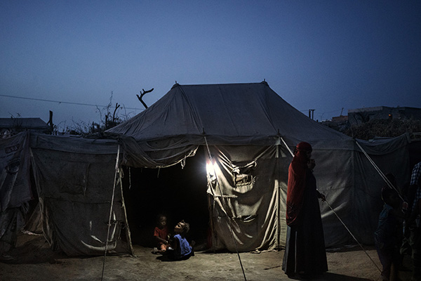 ADEN, YEMEN - MAY 20th, 2018:A tent of in the IDP camp in Mishgafa, north of Aden. Refugee camps have sprung up across Yemen adding pressure on western aid agencies and hospitals while worsening a humanitarian crisis that’s already considered the most severe in the world. Most are running away from clashes near the strategic port city of Hodeida, controlled by northern rebels but now facing a siege by Yemeni forces aligned with a U.S.-backed coalition, led by Saudi Arabia and the United Arab Emirates. Photo by Lorenzo Tugnoli/ The Washington Post/ Contrasto