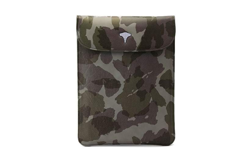 Tablet Bag Real Leather Camouflage Green