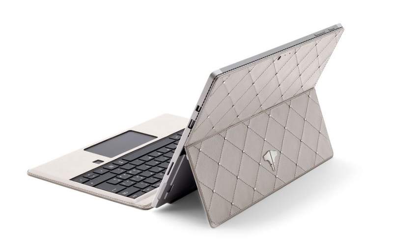 PC Tablet & Real Leather Warm White Swarovski