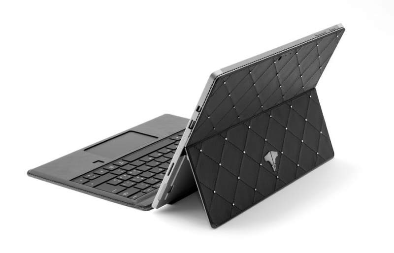 PC Tablet & Real Leather Black Swarovski